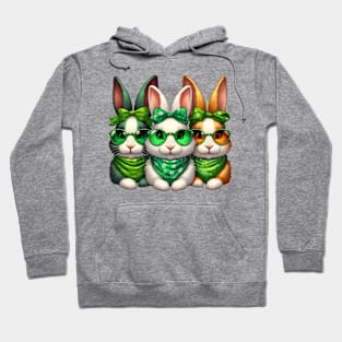 St Patricks Day Trio of Rabbits Hoodie